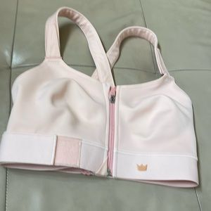 2 Luxe Shefit Moisture Wicking Pink Rose Gold Peach Bra High Impact Zipper Front
